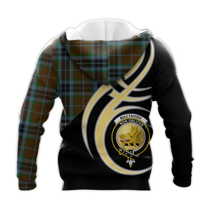 Printivon Mactavish Hunting Clan Believe In Me Crest Tartan Knitted Hoodie Custom Your Text