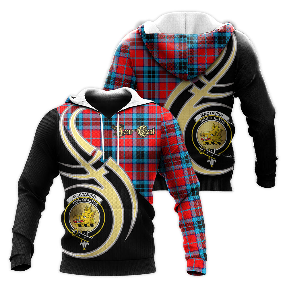 Printivon Mactavish Modern Clan Believe In Me Crest Tartan Knitted Hoodie Custom Your Text