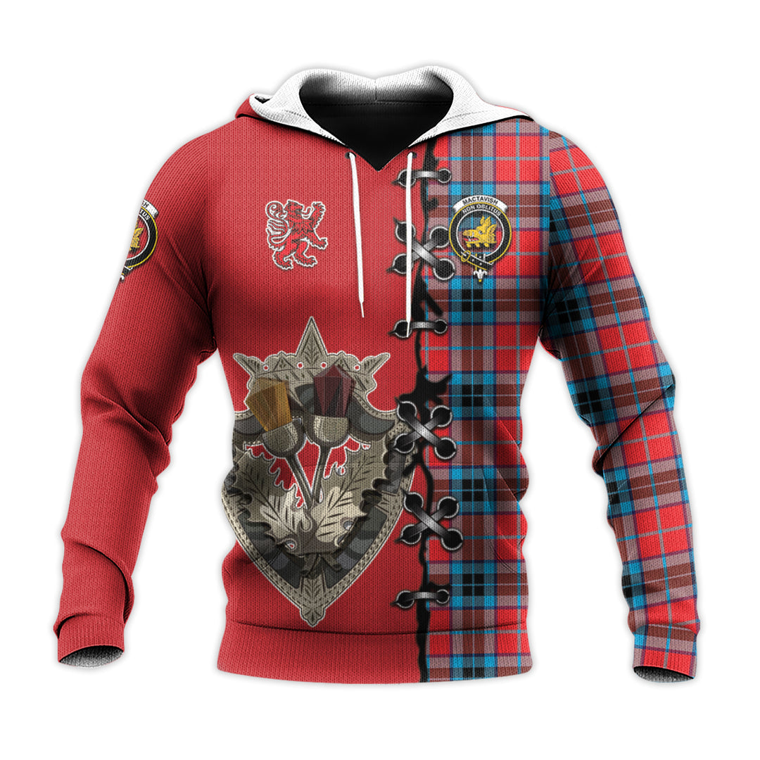 Printivon Mactavish Modern Tartan Hoodie Lion Rampant And Celtic Thistle Style