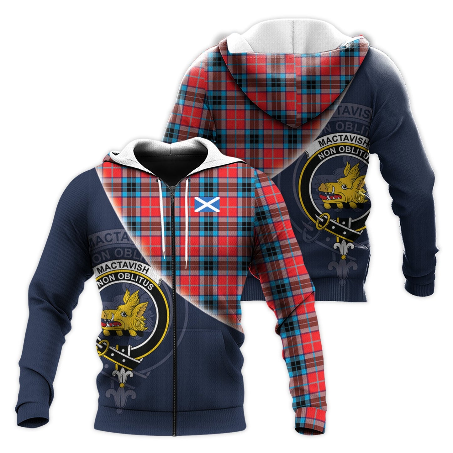 Printivon Mactavish Modern Tartan Scottish Crest Hoodie