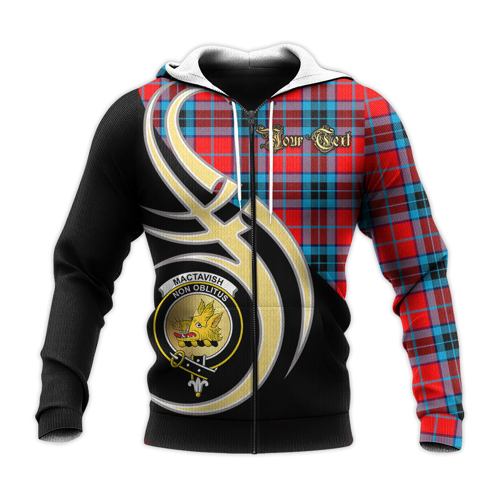 Printivon Mactavish Modern Clan Believe In Me Crest Tartan Knitted Hoodie Custom Your Text