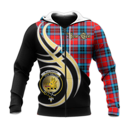 Printivon Mactavish Modern Clan Believe In Me Crest Tartan Knitted Hoodie Custom Your Text
