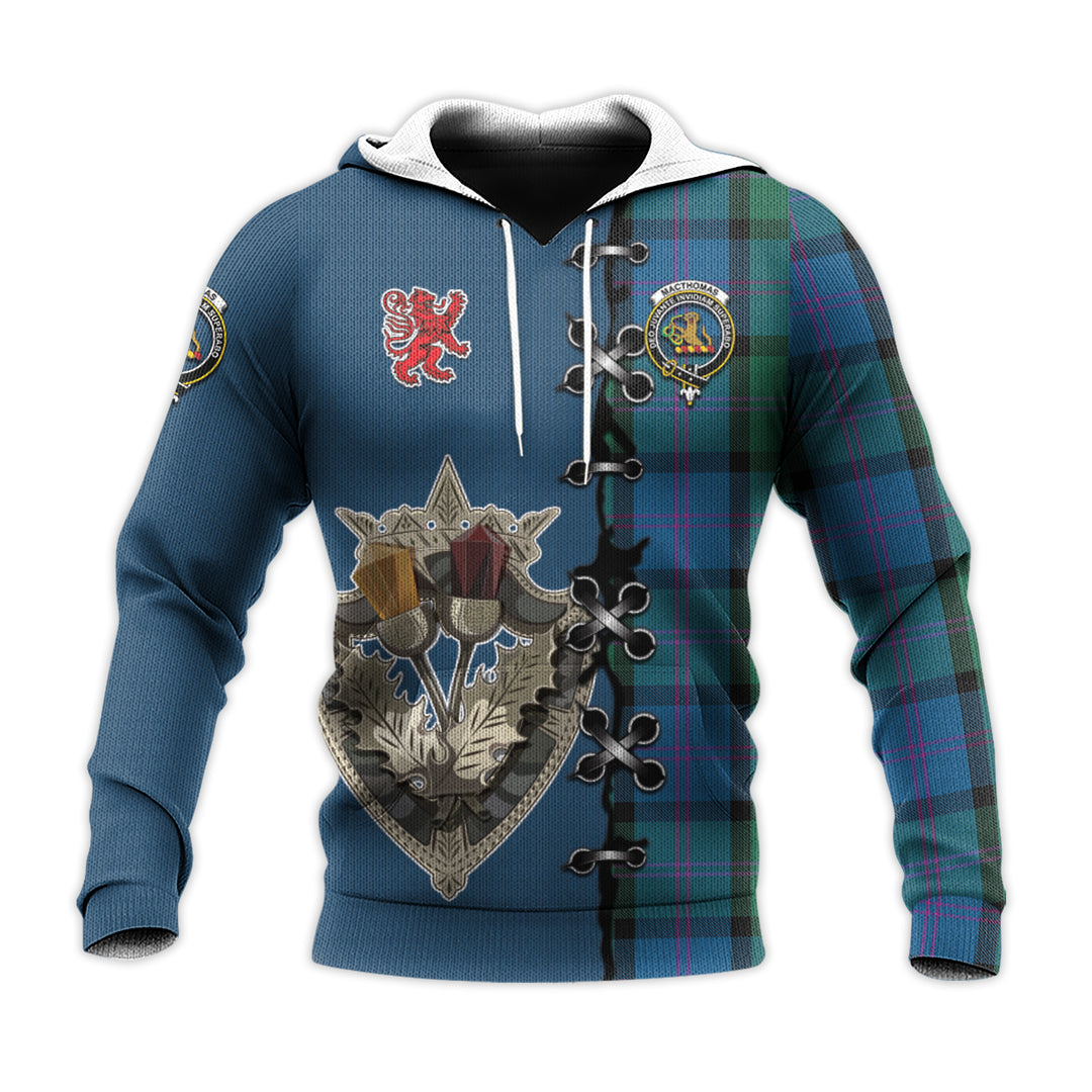 Printivon Macthomas Tartan Hoodie Lion Rampant And Celtic Thistle Style
