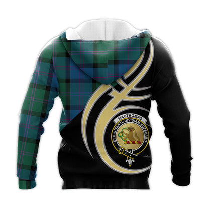 Printivon Macthomas Clan Believe In Me Crest Tartan Knitted Hoodie Custom Your Text