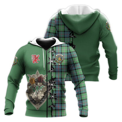 Printivon Macthomas Ancient Tartan Hoodie Lion Rampant And Celtic Thistle Style