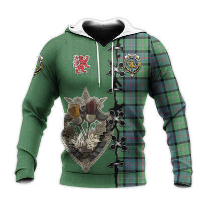 Printivon Macthomas Ancient Tartan Hoodie Lion Rampant And Celtic Thistle Style