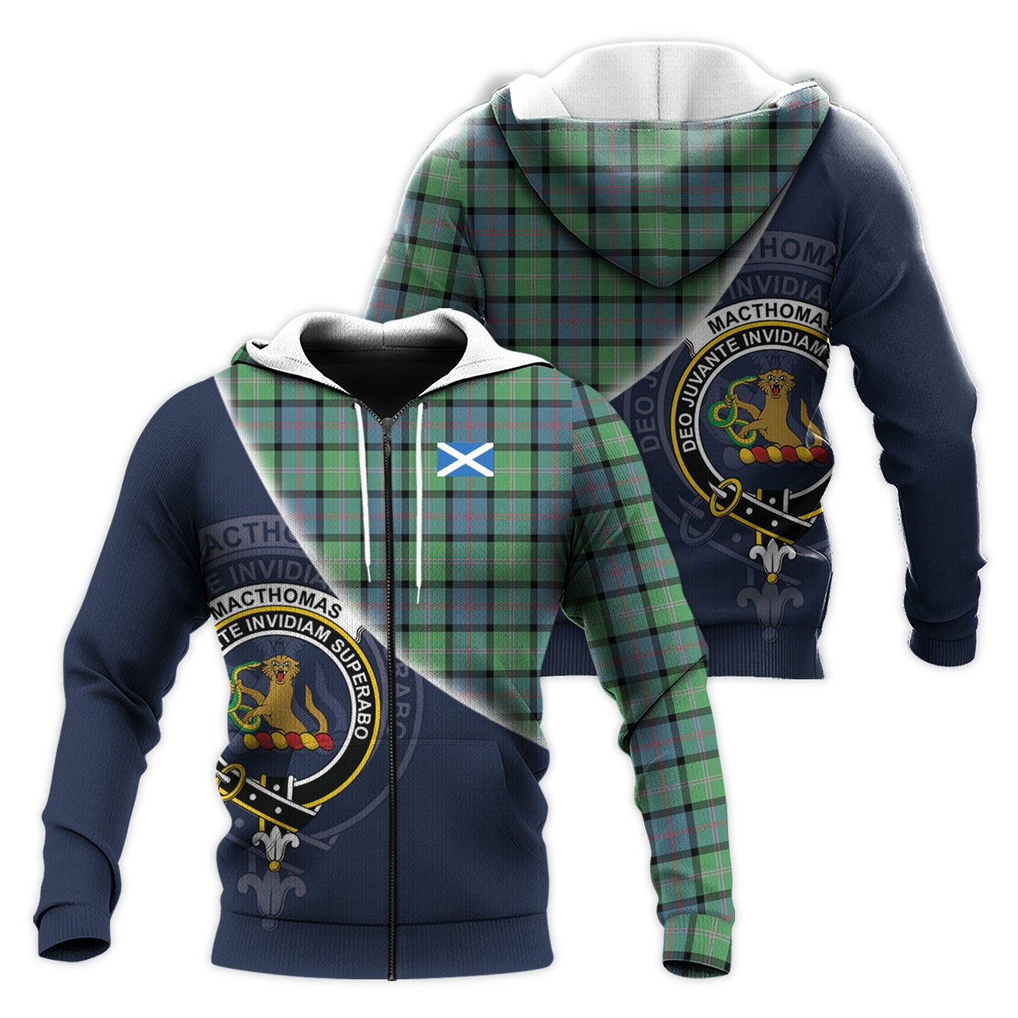 Printivon Macthomas Ancient Tartan Scottish Crest Hoodie