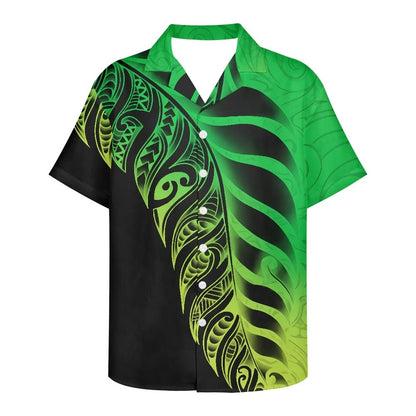 Polynesian Tribal Tattoo Pattern Matching Outfit For Couple Printed Polynesian Off Shoulder Long Sleeved Dress And Hawaiian Shirt