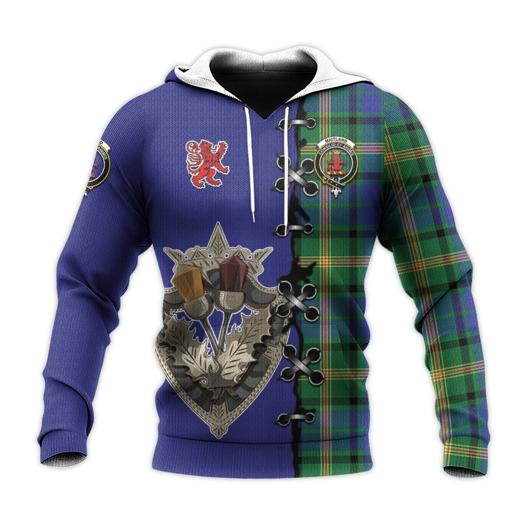 Printivon Maitland Tartan Hoodie Lion Rampant And Celtic Thistle Style