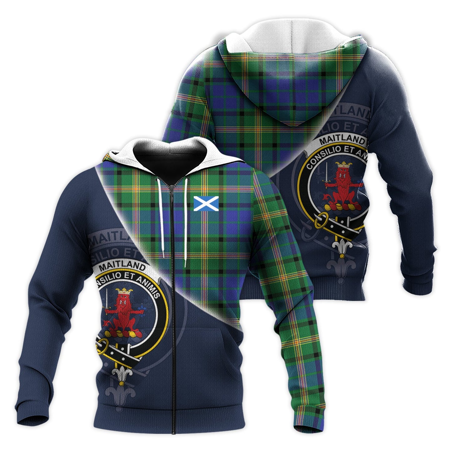 Printivon Maitland Tartan Scottish Crest Hoodie