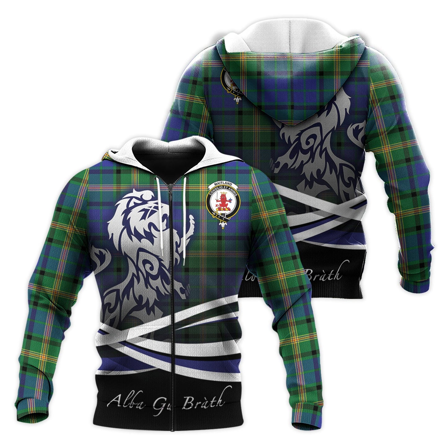 Printivon Maitland Tartan Scottish Lion Hoodie