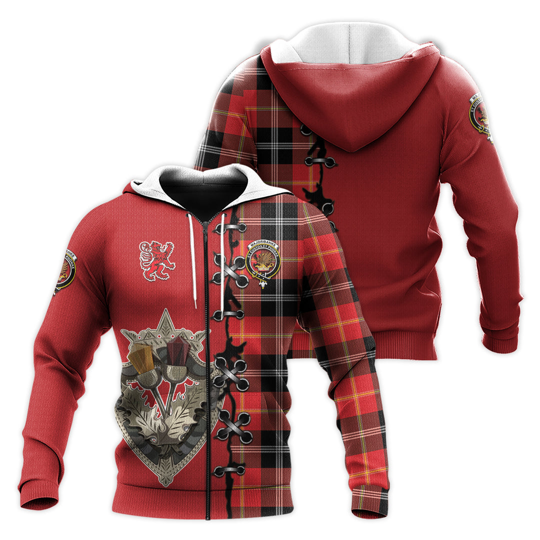 Printivon Majoribanks Tartan Hoodie Lion Rampant And Celtic Thistle Style