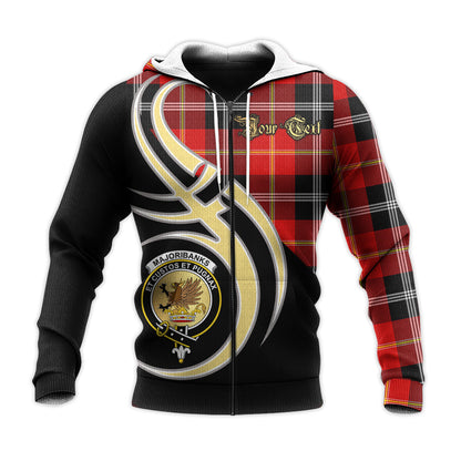Printivon Majoribanks Clan Believe In Me Crest Tartan Knitted Hoodie Custom Your Text