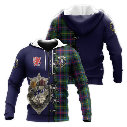 Printivon Malcolm Tartan Hoodie Lion Rampant And Celtic Thistle Style