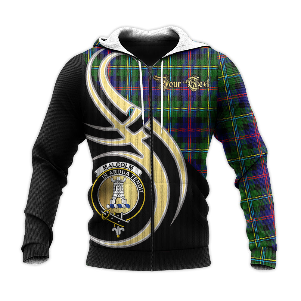 Printivon Malcolm Clan Believe In Me Crest Tartan Knitted Hoodie Custom Your Text