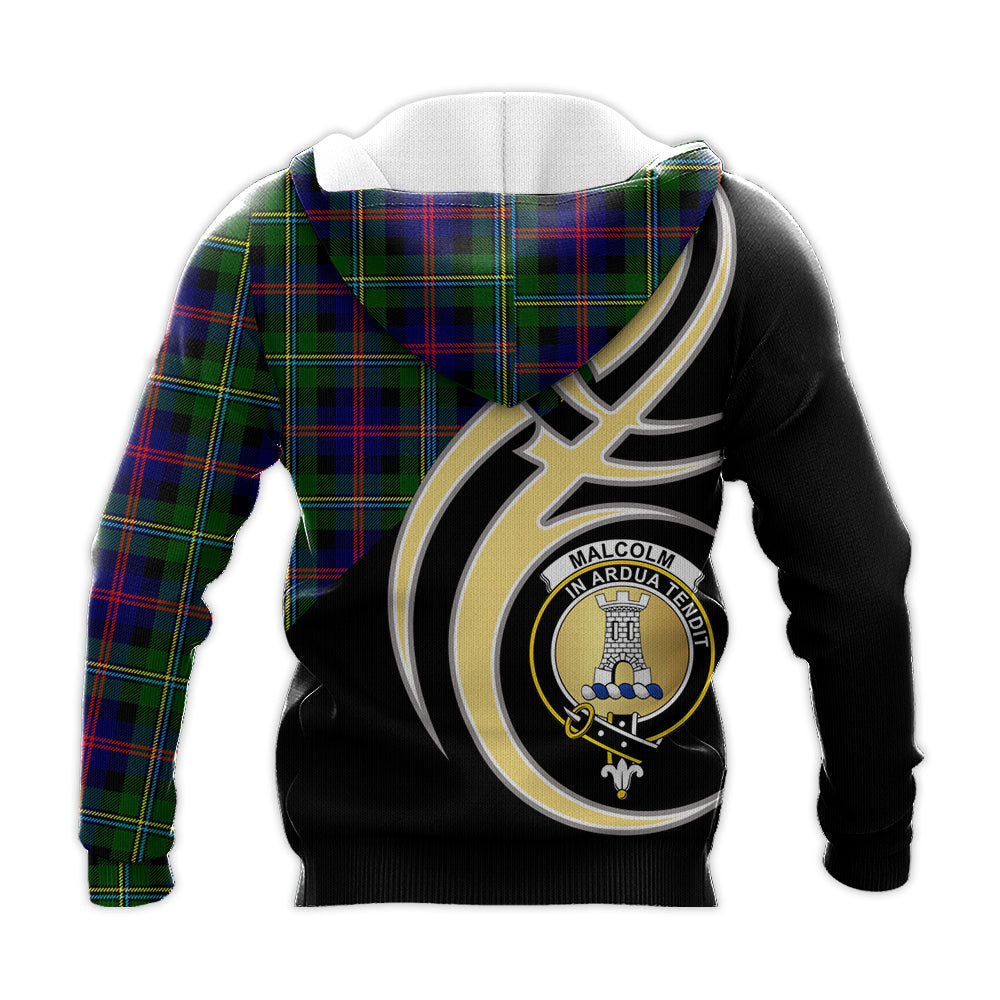 Printivon Malcolm Clan Believe In Me Crest Tartan Knitted Hoodie Custom Your Text