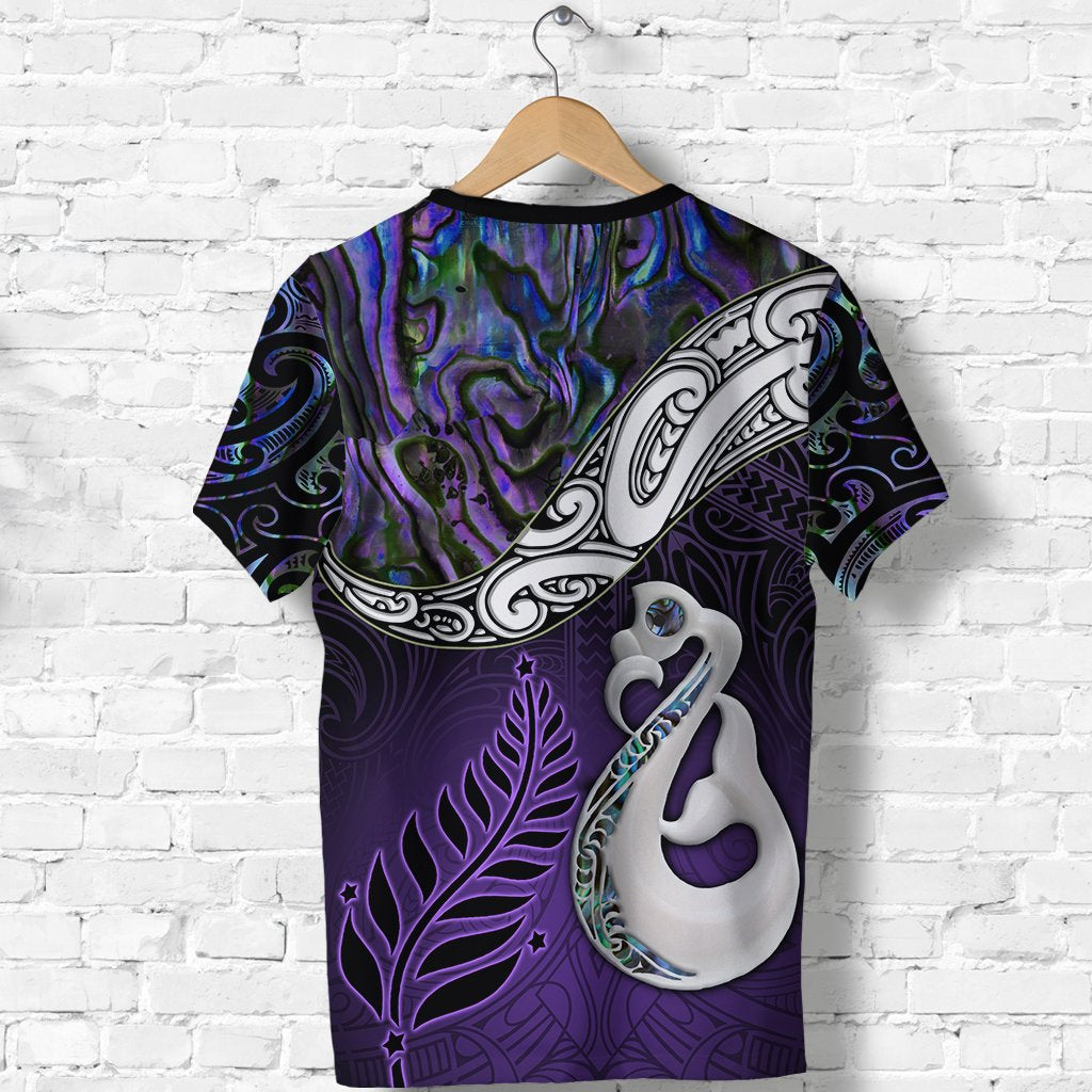 New Zealand Maori T Shirt - Manaia Paua Shell Glitter Purple