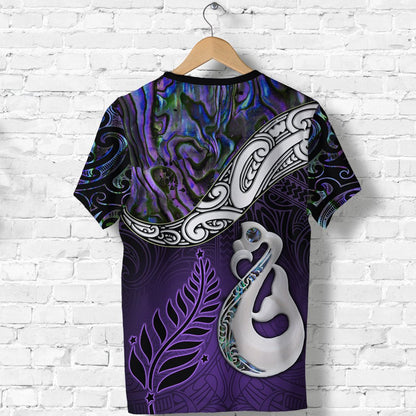 New Zealand Maori T Shirt - Manaia Paua Shell Glitter Purple