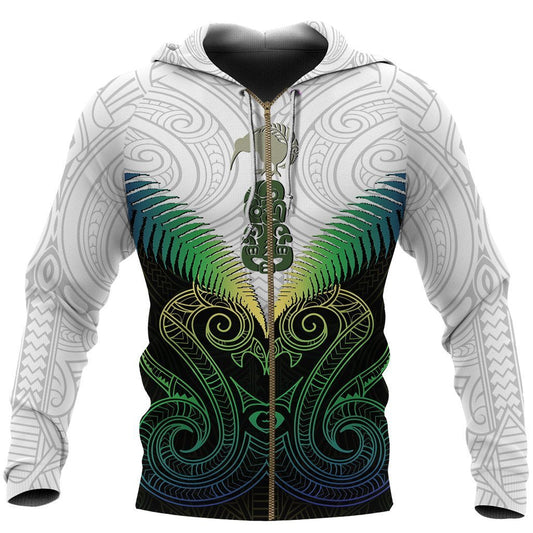 Maori Manaia New Zealand Zip Up Hoodie Rasta