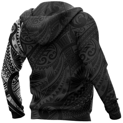Custom Text Maori Tattoo Style All Over Hoodie White Custom Version