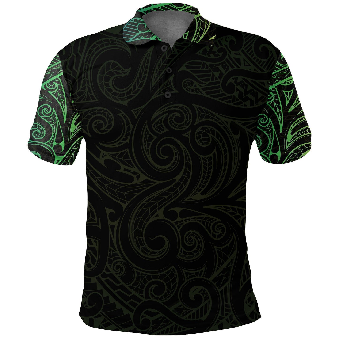 Polynesian Polo Shirt - All Blacks Polo Shirt Light Maori - Green