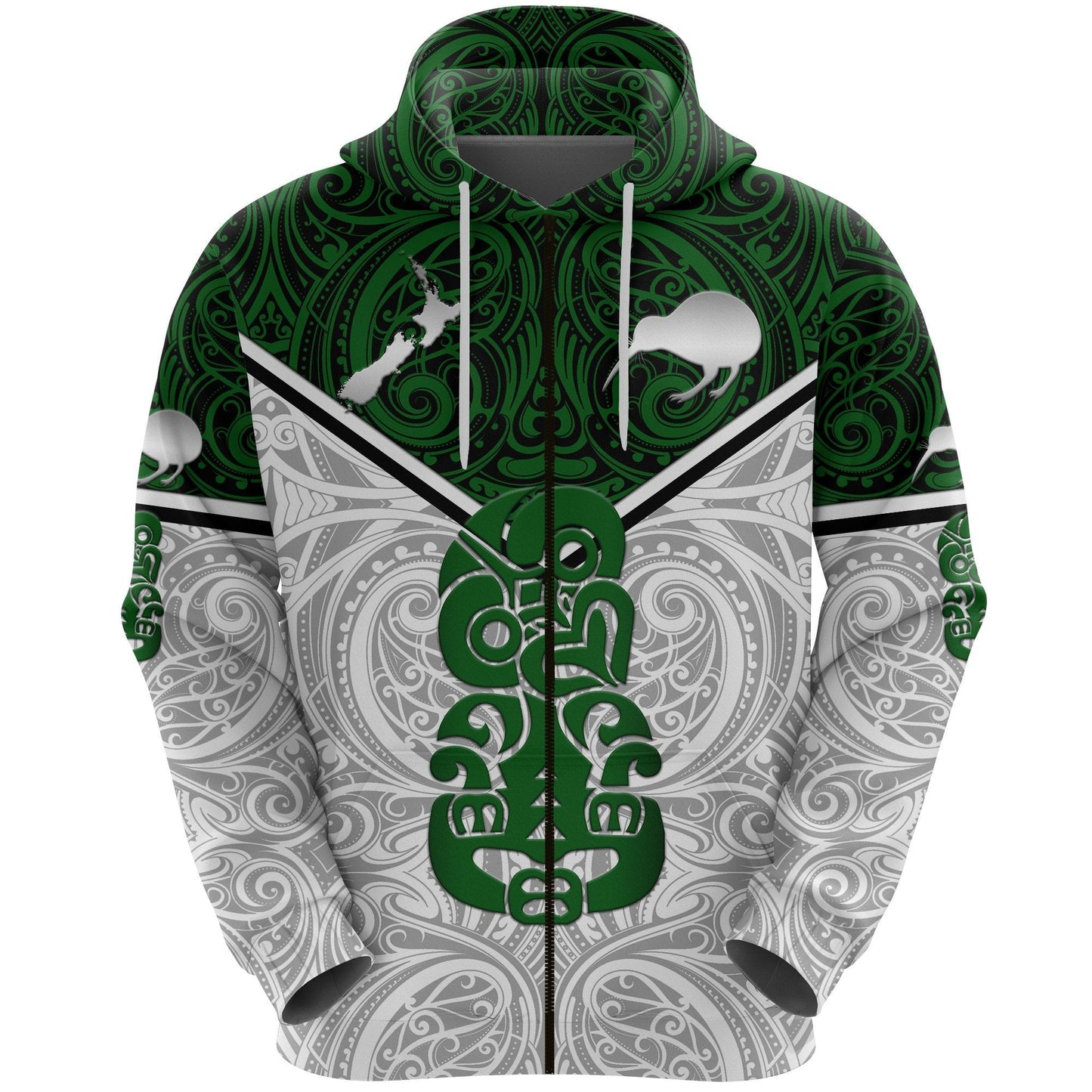 New Zealand Maori Rugby Zip Hoodie Pride Version White