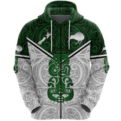 New Zealand Maori Rugby Zip Hoodie Pride Version White
