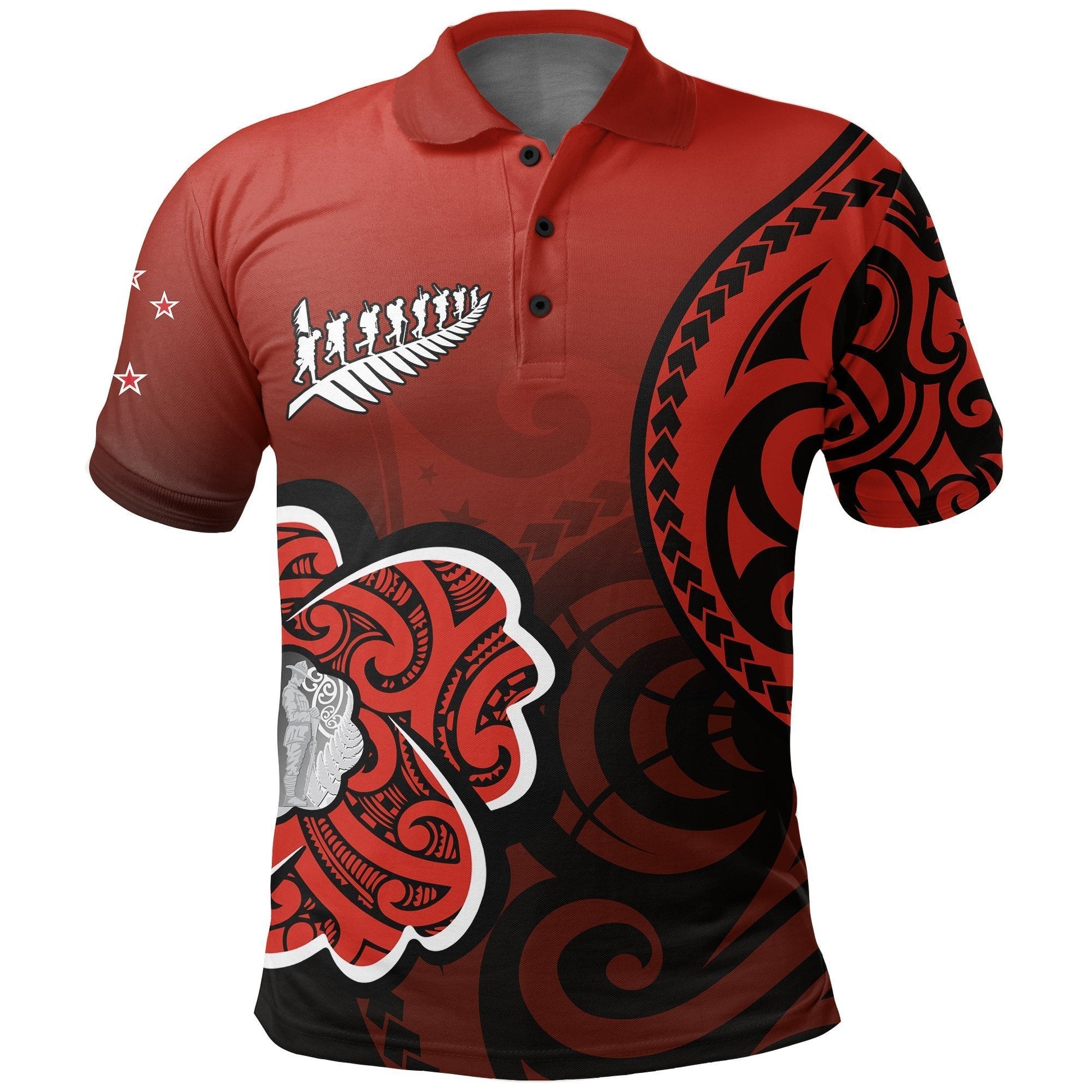 New Zealand Lest We Forget Polo Shirt, Maori Poppy Flowers Golf Shirts