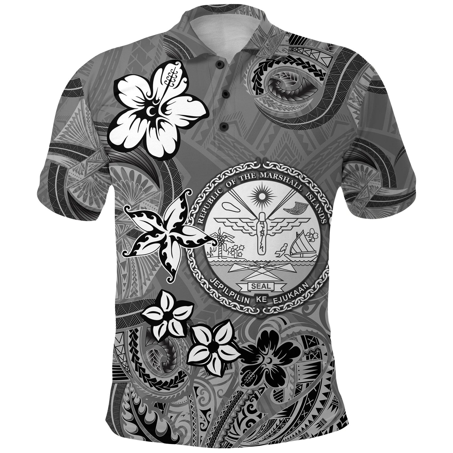 Marshall Islands Polo Shirt Simple Style - Grey