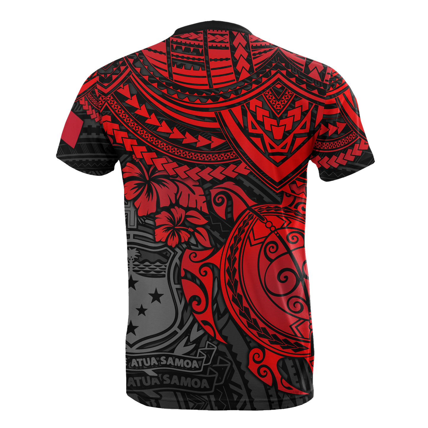 Samoa T - Shirt - Samoa Coat Of Arms Polynesian Red Turtle Hibiscus