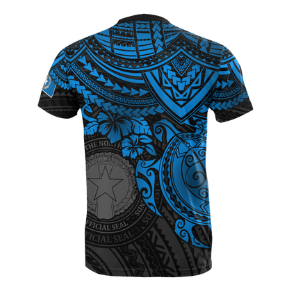 Northern Mariana Islands T Shirt Northern Mariana Islands Seal Blue Turtle Hibiscus
