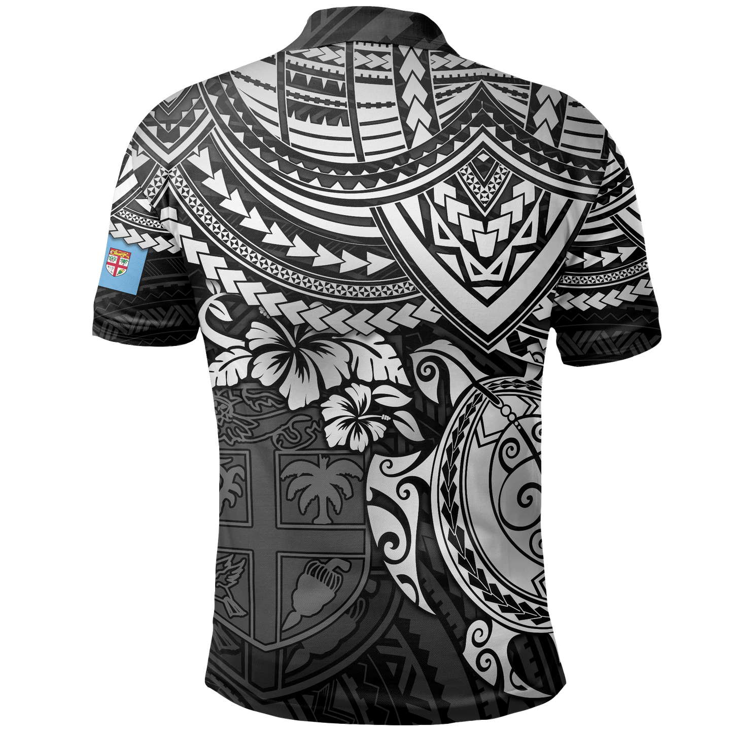 Fiji Polo Shirt - Fiji Flag White Turtle Hibiscus