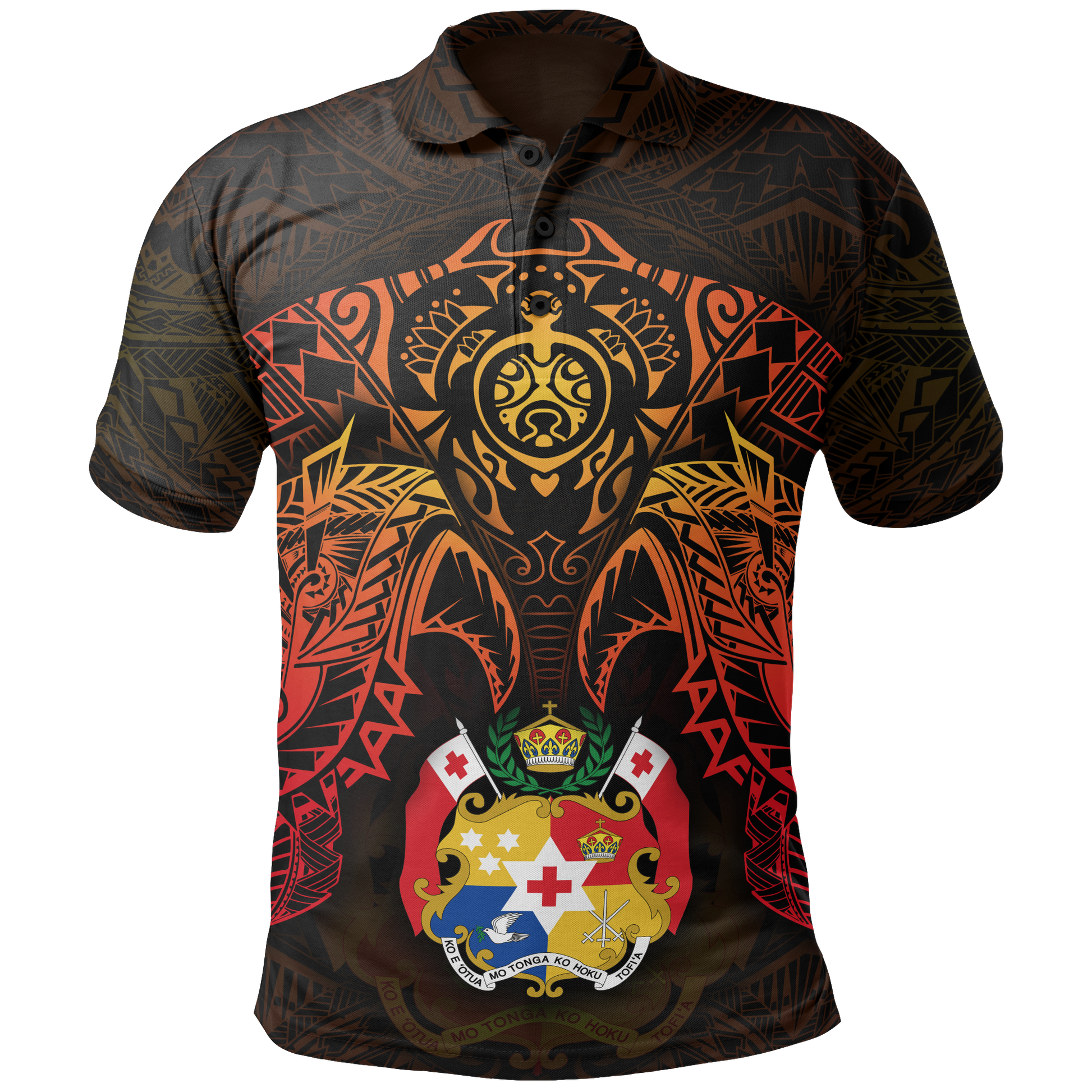 Tonga Polo Shirt - Tonga Coat Of Arms Red Manta Ray