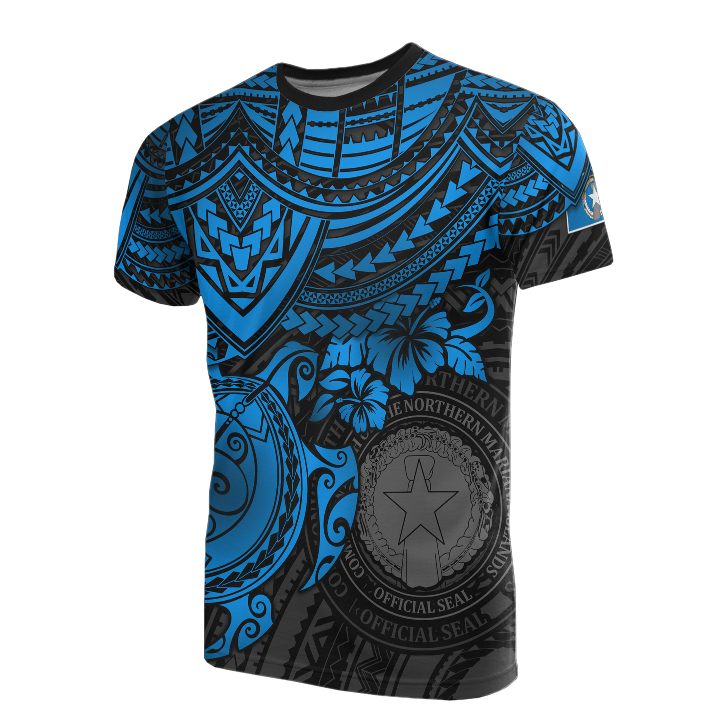 Northern Mariana Islands T Shirt Northern Mariana Islands Seal Blue Turtle Hibiscus