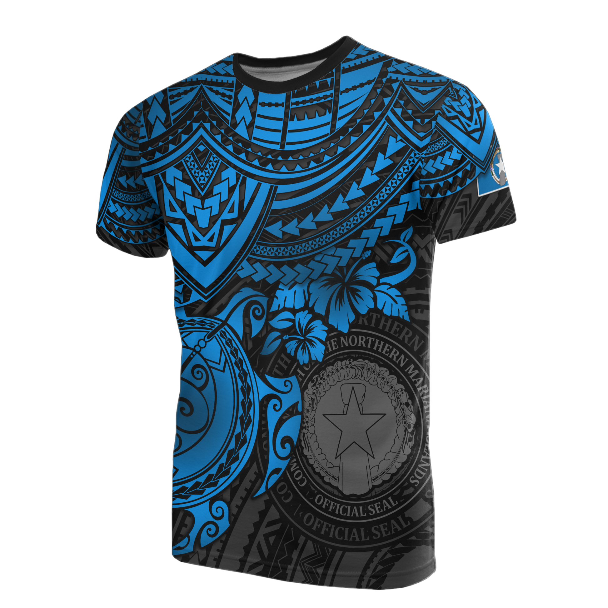 Northern Mariana Islands T Shirt Northern Mariana Islands Seal Blue Turtle Hibiscus