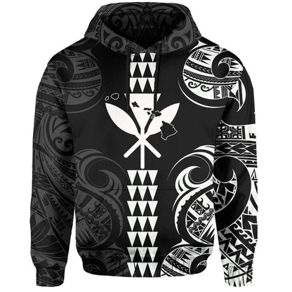 Kanaka Map Polynesian Kakau Hoodie White