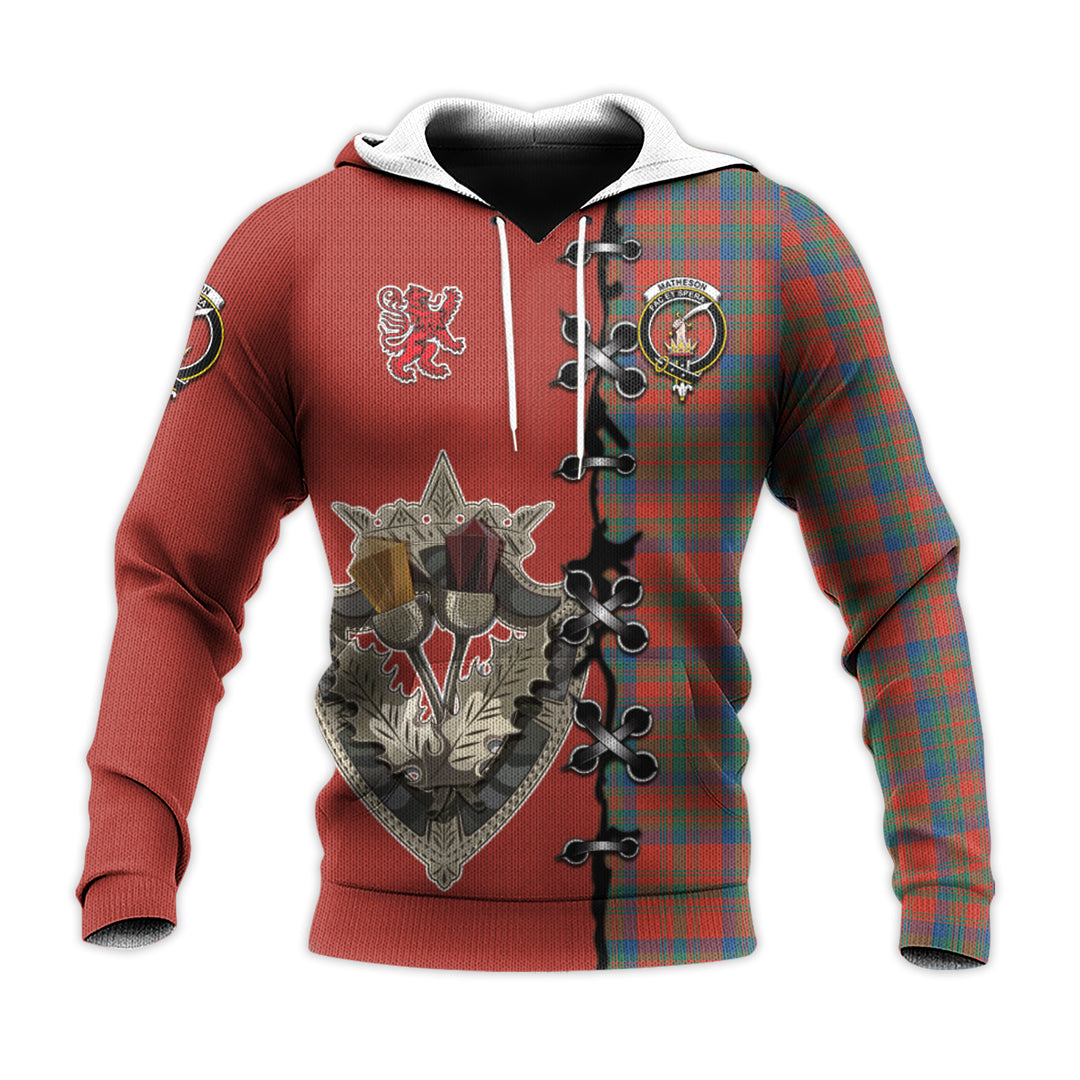 Printivon Matheson Ancient Tartan Hoodie Lion Rampant And Celtic Thistle Style