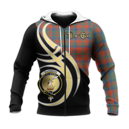 Printivon Matheson Ancient Clan Believe In Me Crest Tartan Knitted Hoodie Custom Your Text
