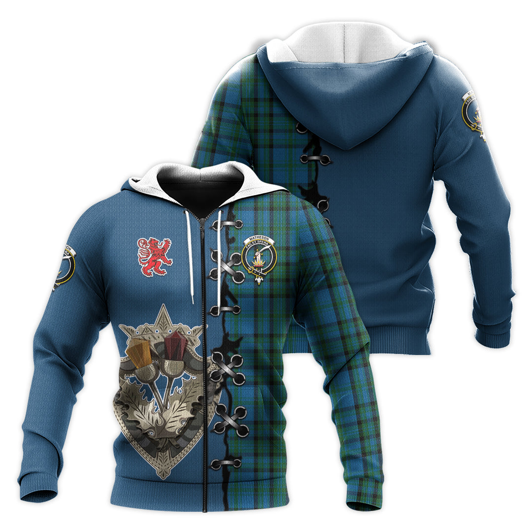 Printivon Matheson Hunting Tartan Hoodie Lion Rampant And Celtic Thistle Style