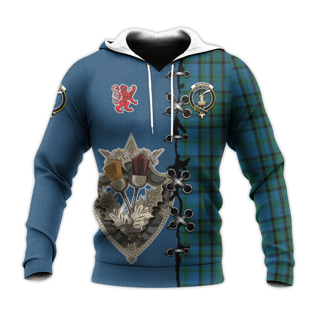 Printivon Matheson Hunting Tartan Hoodie Lion Rampant And Celtic Thistle Style