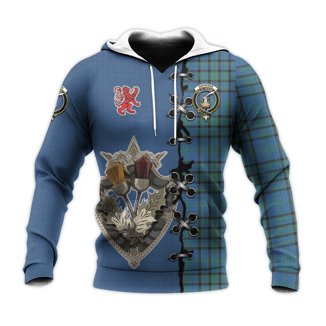 Printivon Matheson Hunting Ancient Tartan Hoodie Lion Rampant And Celtic Thistle Style