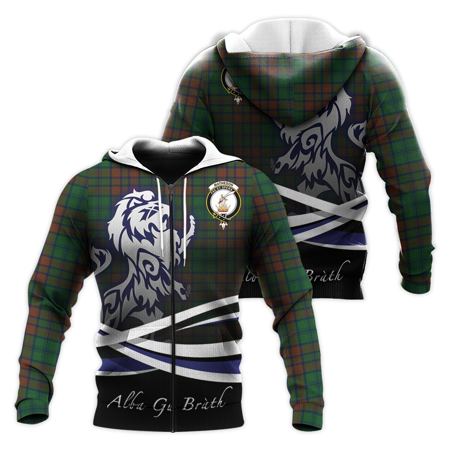 Printivon Matheson Hunting Highland Tartan Scottish Lion Hoodie