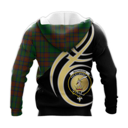 Printivon Matheson Hunting Highland Clan Believe In Me Crest Tartan Knitted Hoodie Custom Your Text