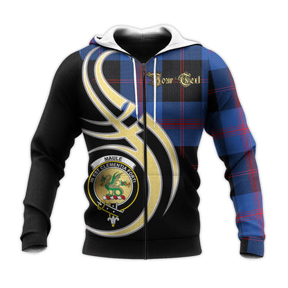 Printivon Maule Clan Believe In Me Crest Tartan Knitted Hoodie Custom Your Text
