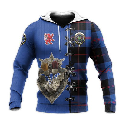 Printivon Maule Tartan Hoodie Lion Rampant And Celtic Thistle Style