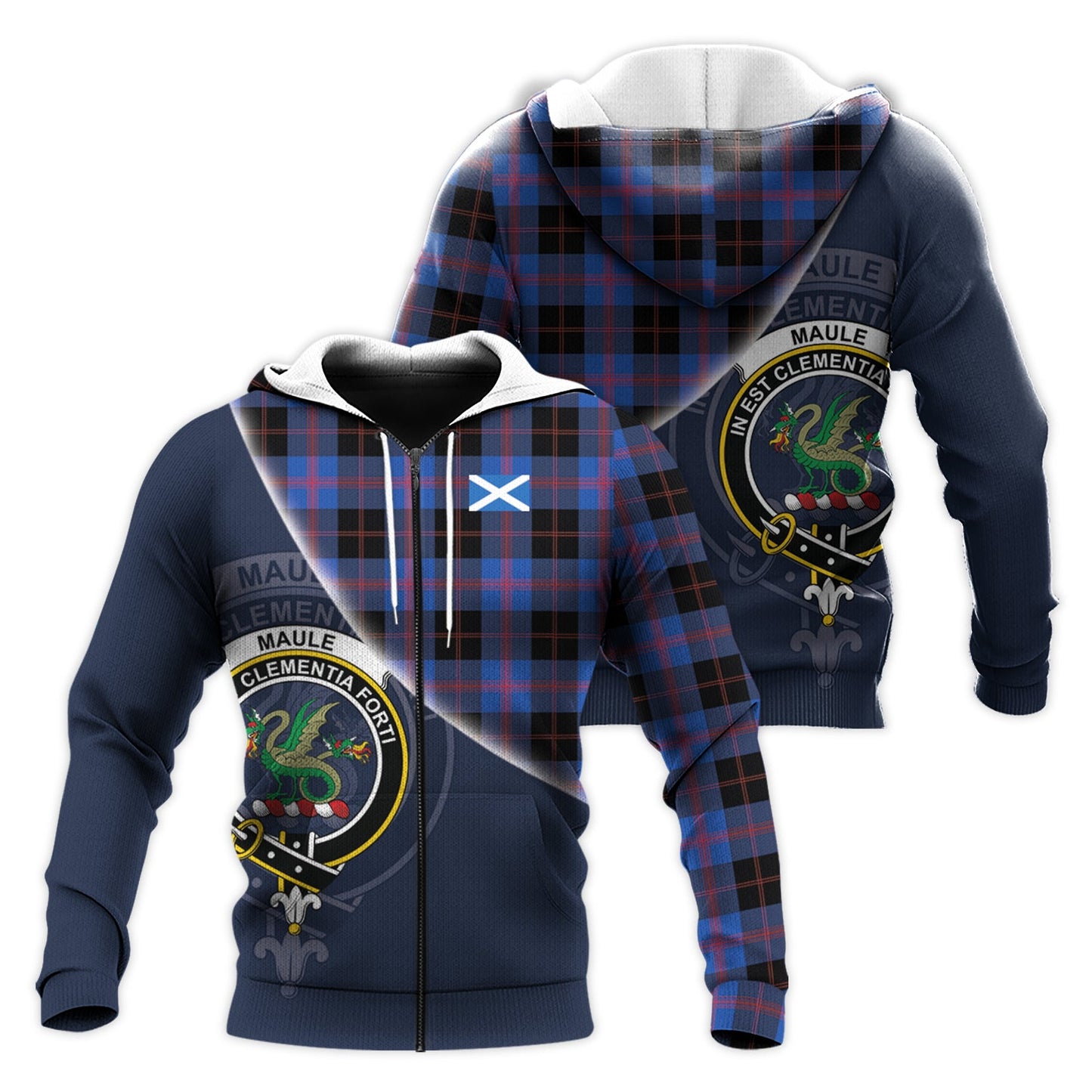 Printivon Maule Tartan Scottish Crest Hoodie