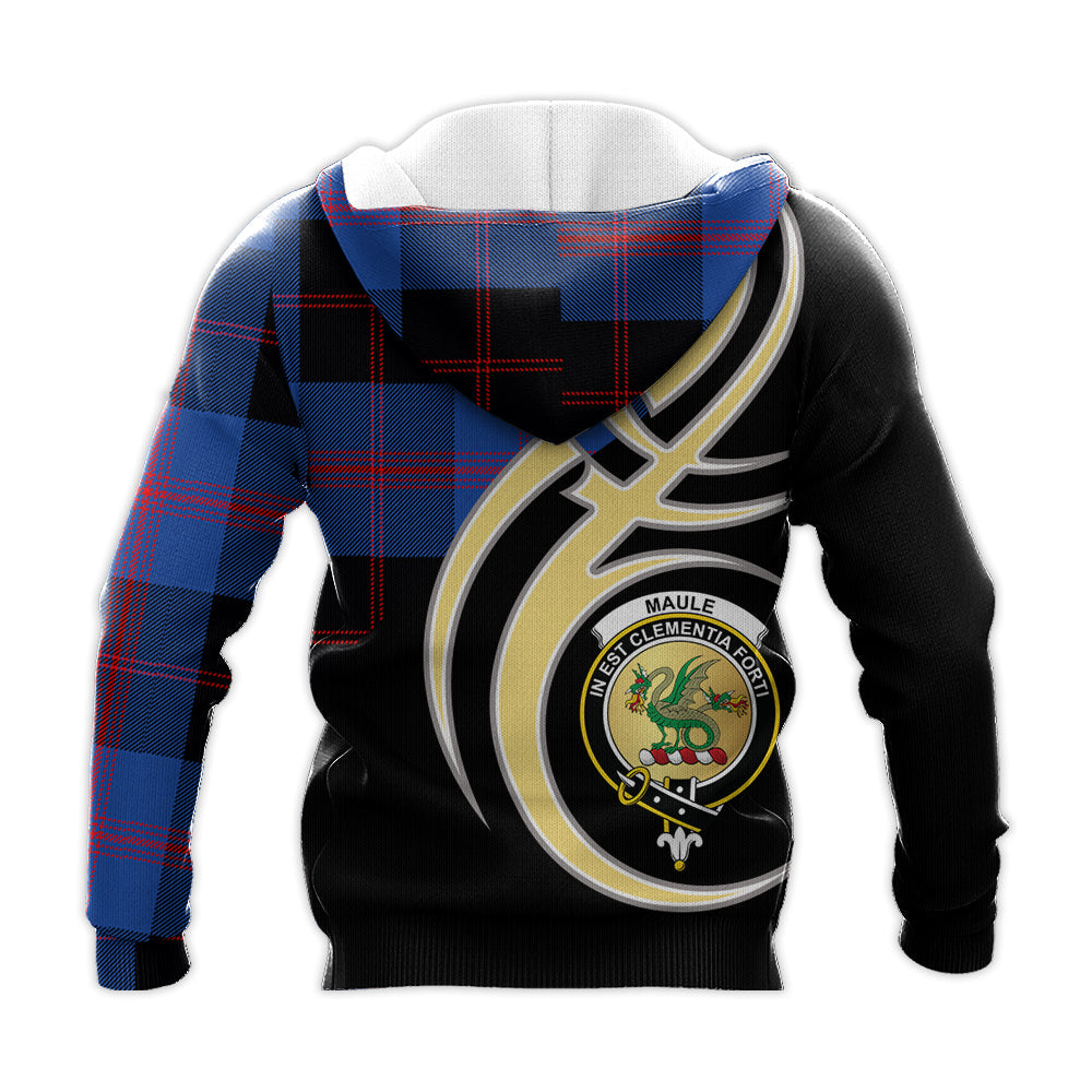 Printivon Maule Clan Believe In Me Crest Tartan Knitted Hoodie Custom Your Text