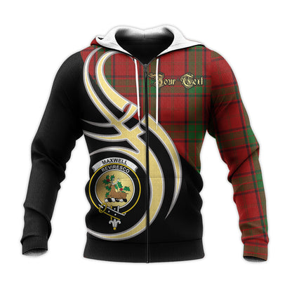 Printivon Maxwell Clan Believe In Me Crest Tartan Knitted Hoodie Custom Your Text