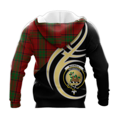 Printivon Maxwell Clan Believe In Me Crest Tartan Knitted Hoodie Custom Your Text