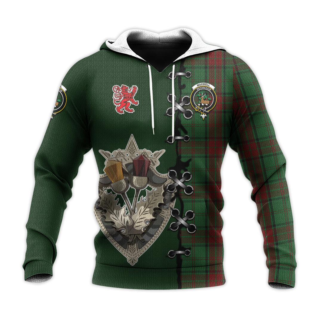 Printivon Maxwell Hunting Tartan Hoodie Lion Rampant And Celtic Thistle Style